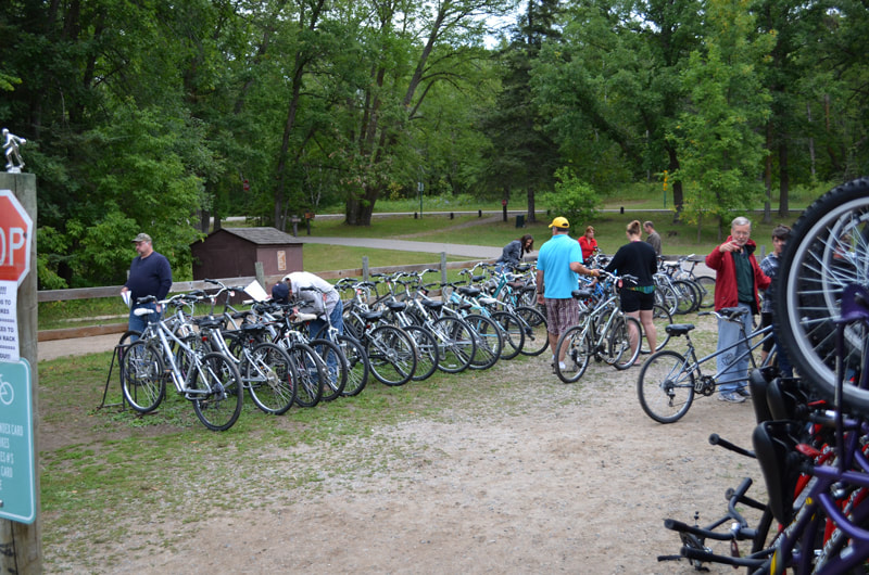 lineup of bikes to rent at Itasca State Park